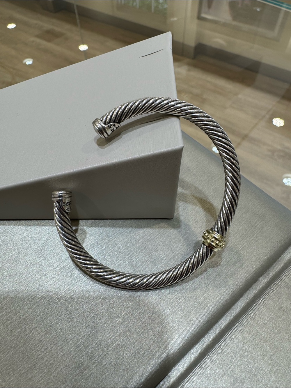 David Yurman Twisted Silver & Gold Accent Cuff Bracelet